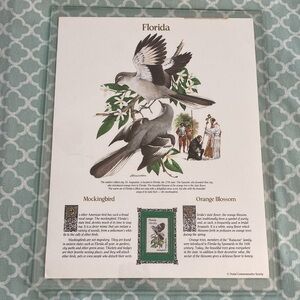 Postal Commemorative Society Florida State Bird Print  & Stamp